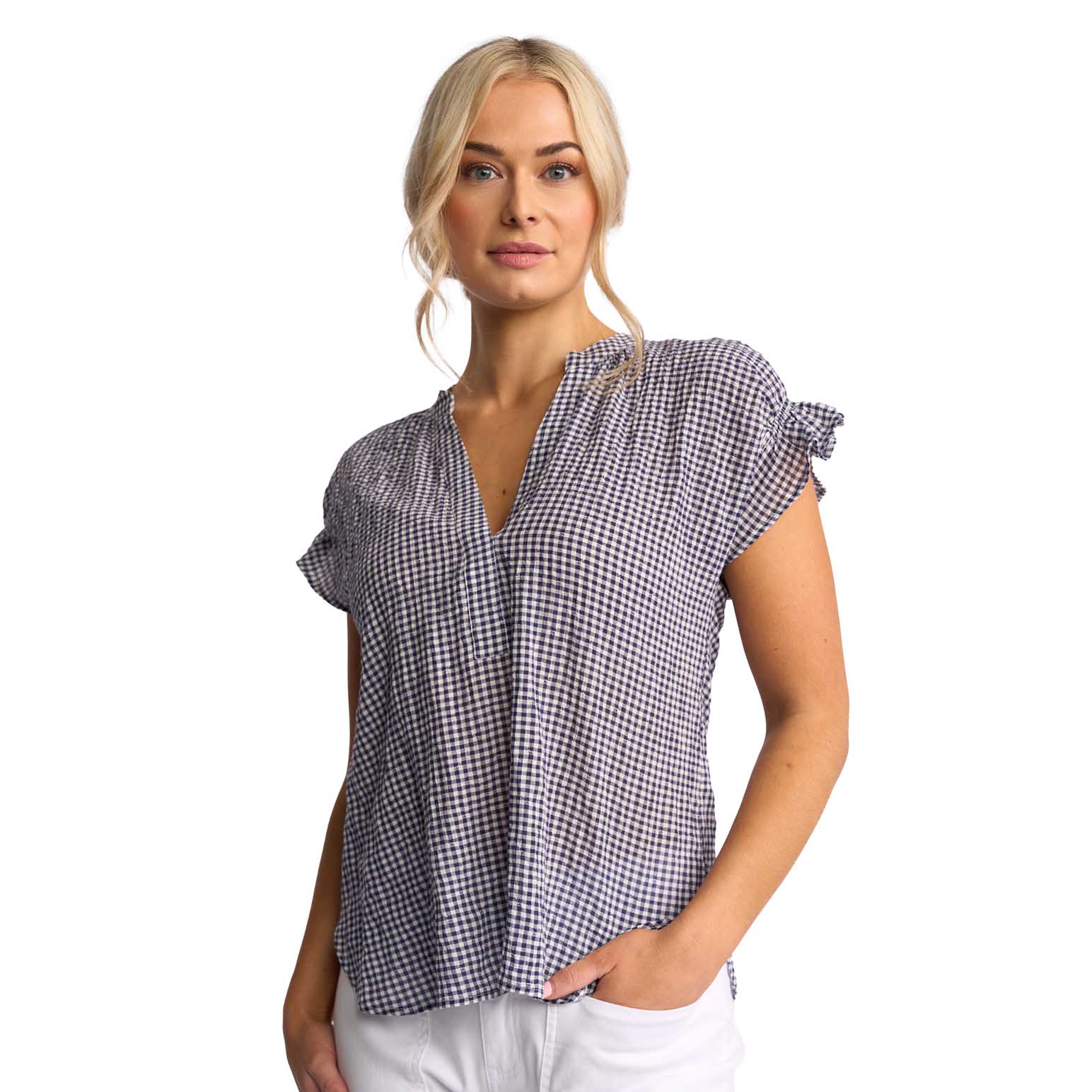 Vassalli Printed Drop Shoulder Shirt with Shirring Detail